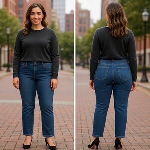 Old Navy Power Straight Jeans – Women’s Size 16, Dark‎ Wash Stretch Denim